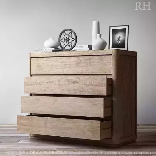 RH MARTENS 4-DRAWER DRESSER 3D model