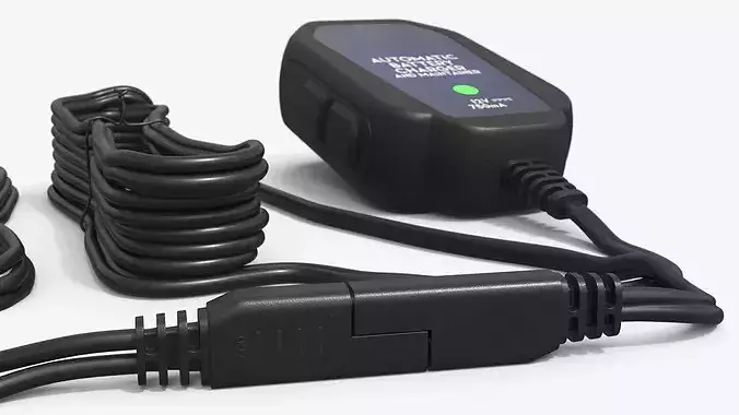 Compact 12V Battery Charger Maintainer with Clamps 3D model 6