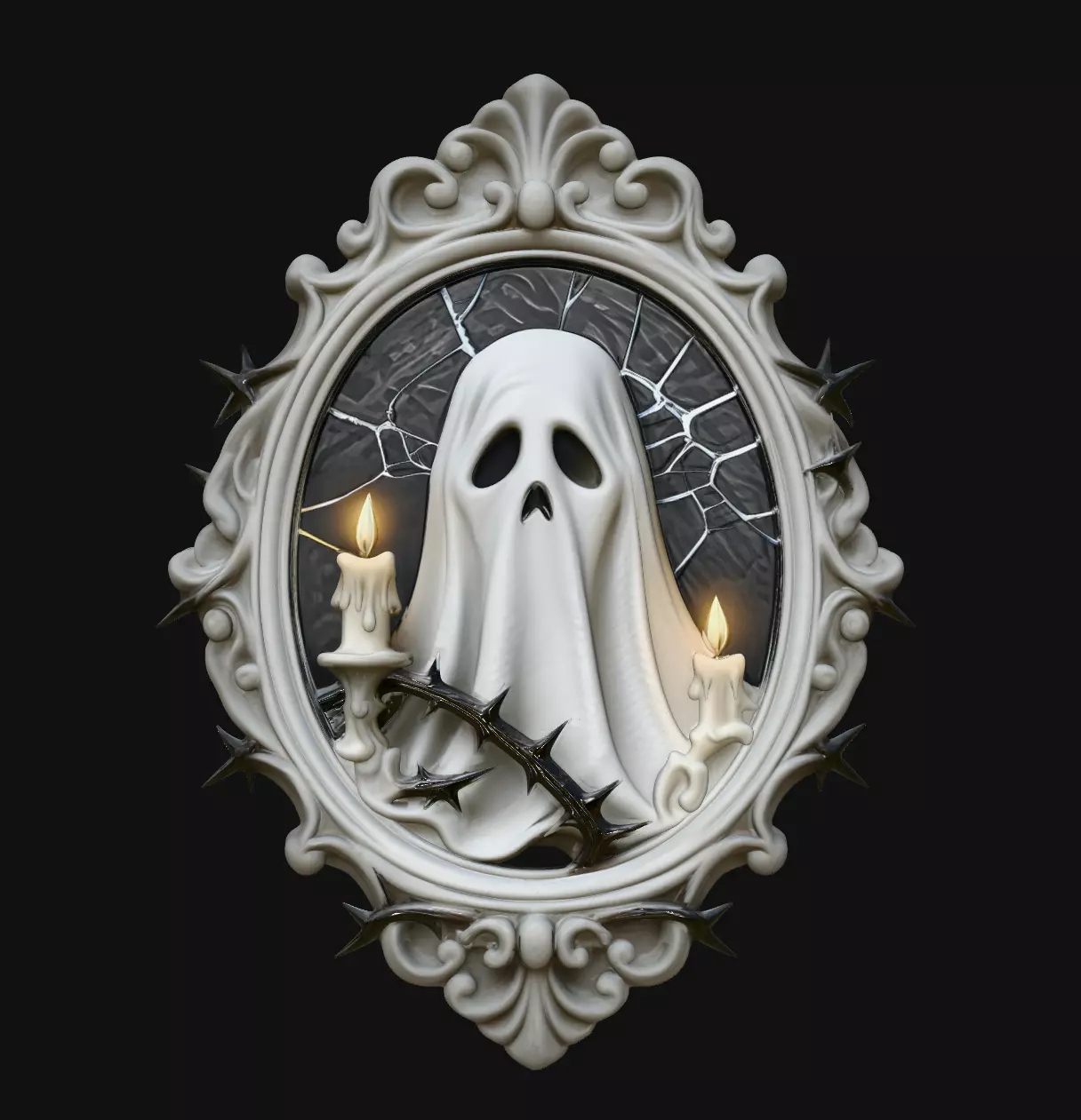 Ghost Cemetery Candle Gothic Halloween Pendant 3D print model