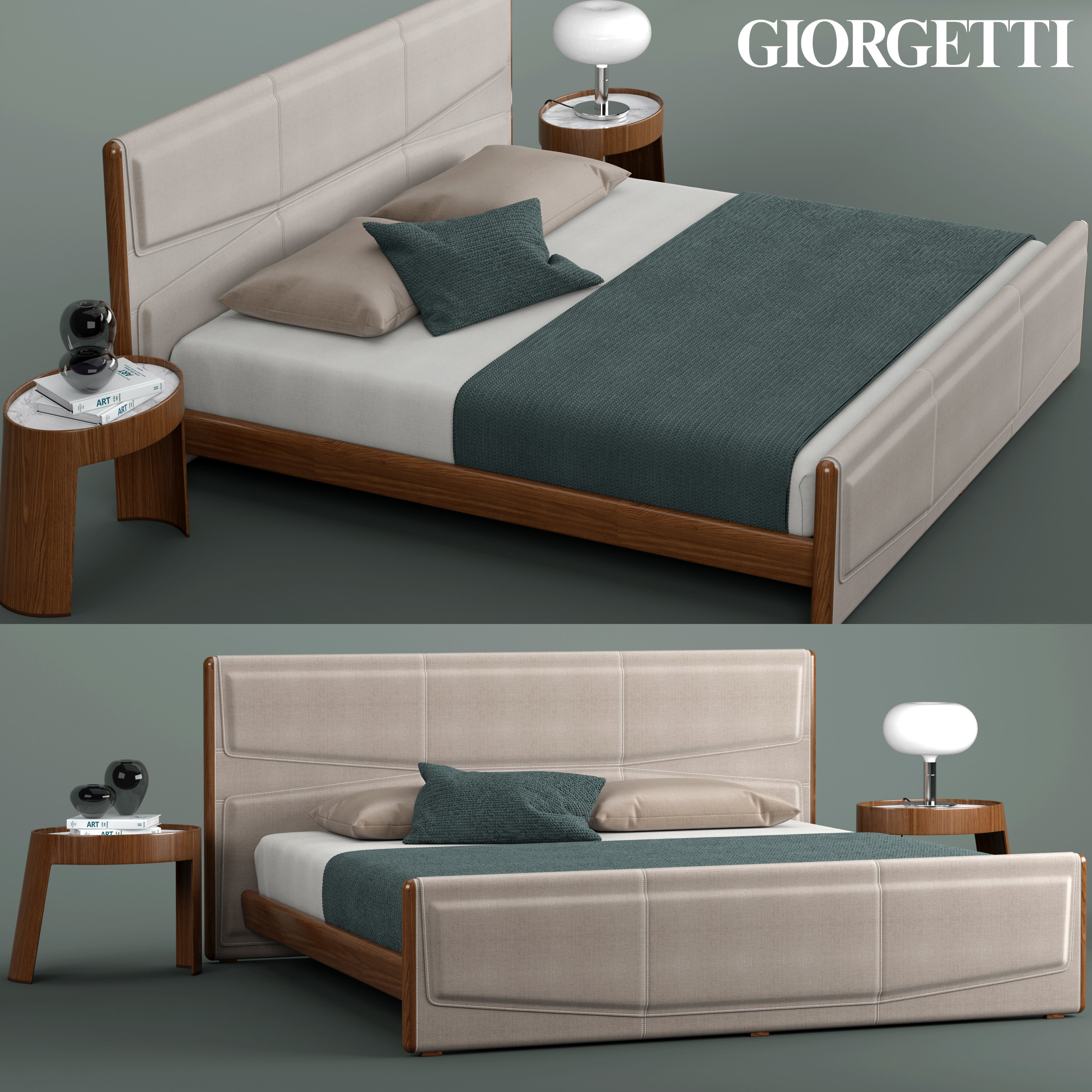 Giorgetti pochette beds  fabric 3D model_3