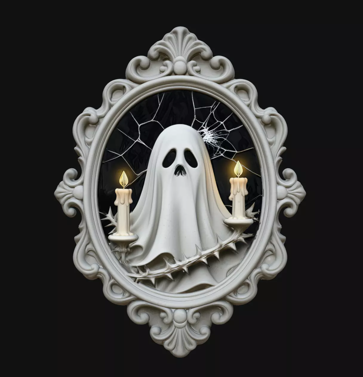 Ghost Candle Oval Gothic Halloween Jewelry Pendant 3D print model