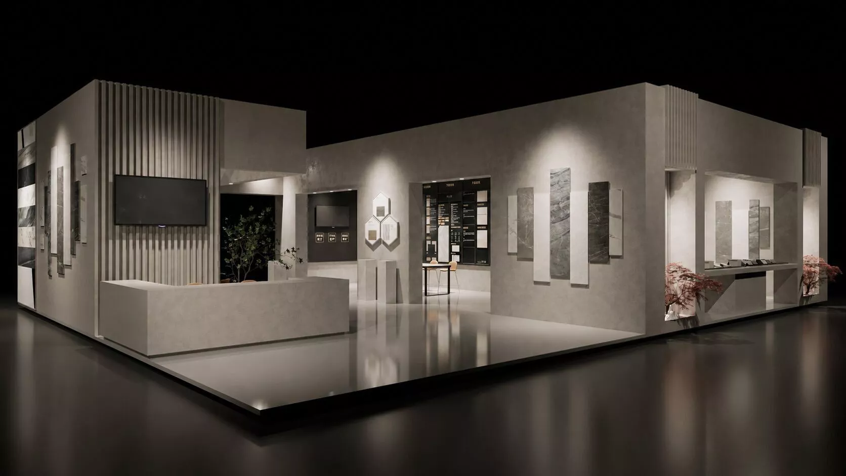 Contemporary Stone and Tile Showroom Exhibition Booth 3D model