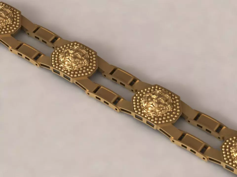 Bracelet with lion 3D print model