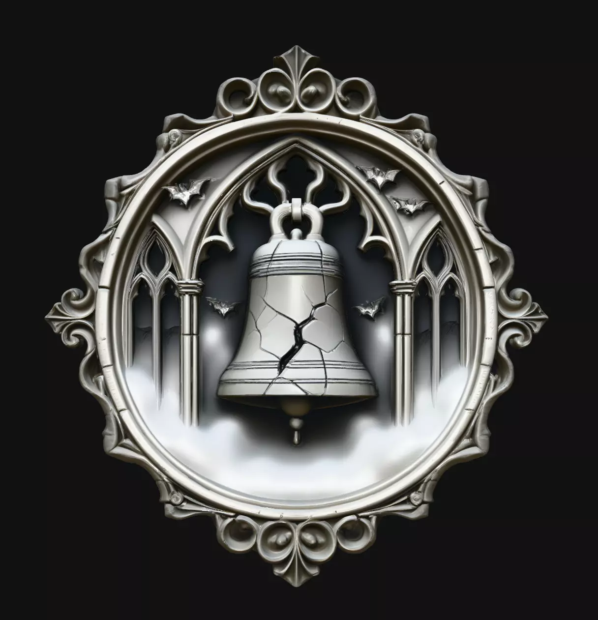 Gothic Bell Church Round Medallion Pendant Jewelry 3D print model