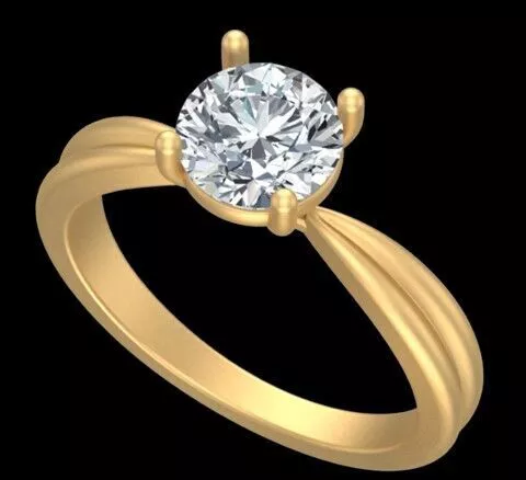 Round Cut Four-Prong Solitaire Engagement Ring 3D print model