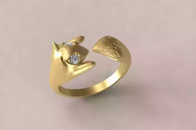 Foxes gold cat ring with diamonds