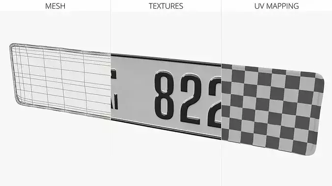 UAE Dubai Vehicle License Plate Type G Silver 3D model 5