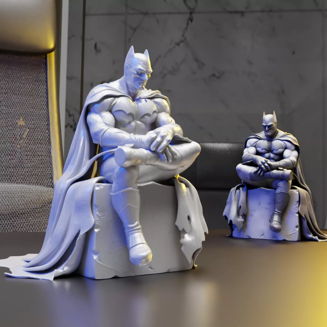 Bat man Sitting on Throne STL Print Model 3D print model