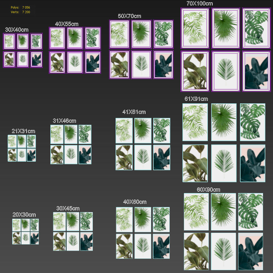 JUNIQE Tropical Set-02 Framed Low-poly 3D model_3