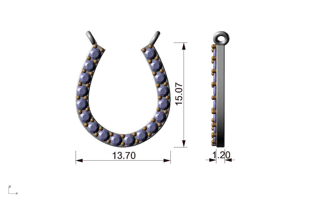 Horseshoe diamond ring 3D print model_4