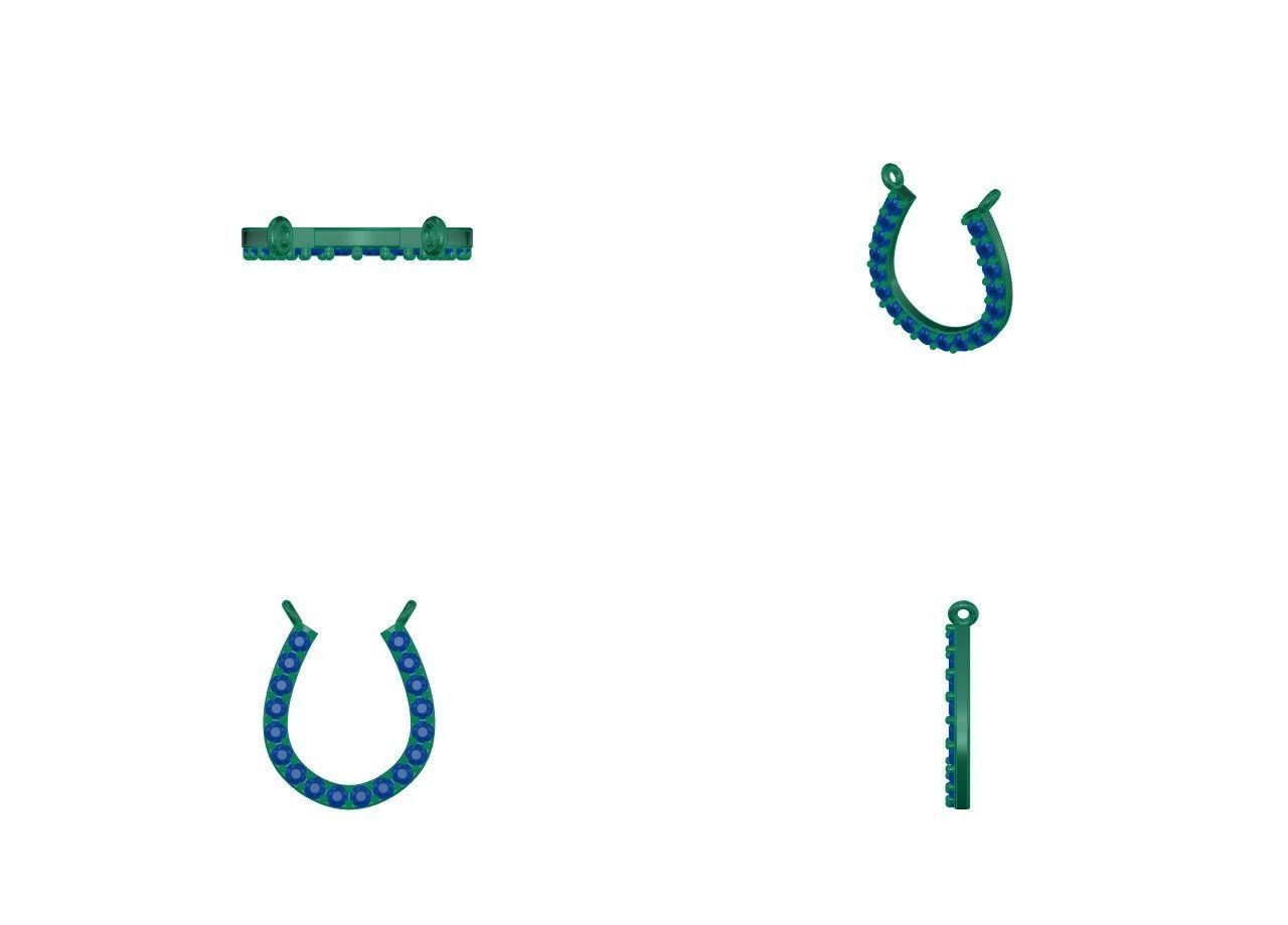 Horseshoe diamond ring 3D print model_3