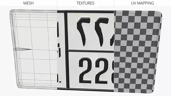UAE Umm Al Quwain Vehicle License Plate 3D model 5