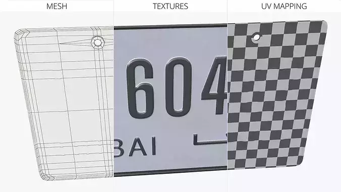 Emirates Dubai Vehicle License Plate 3D model 5