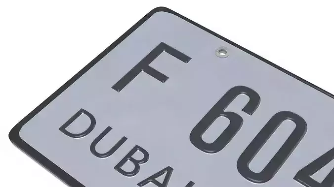 Emirates Dubai Vehicle License Plate 3D model 4