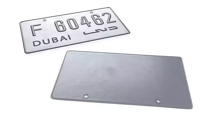 Emirates Dubai Vehicle License Plate 3D model 3