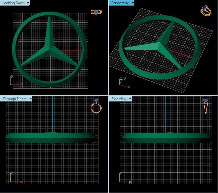 Pendant golden mercedes logo 3D print model_2