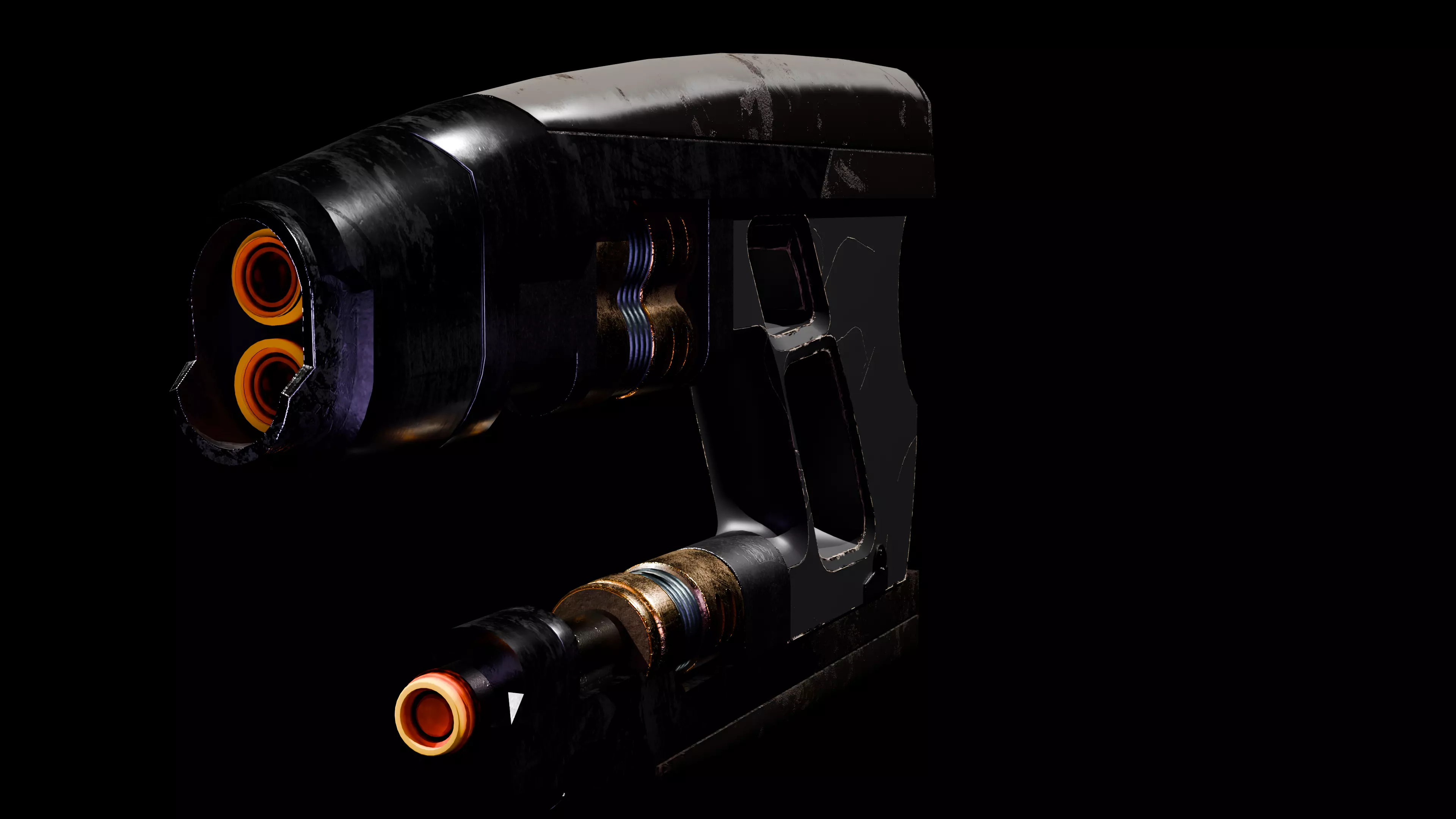 Sci-Fi Plasma Pistol PBR Game Ready Low Poly 3D Model Free low-poly 3D model