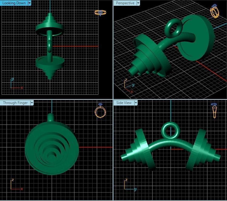 Pendant gold cufflink 3D print model_2