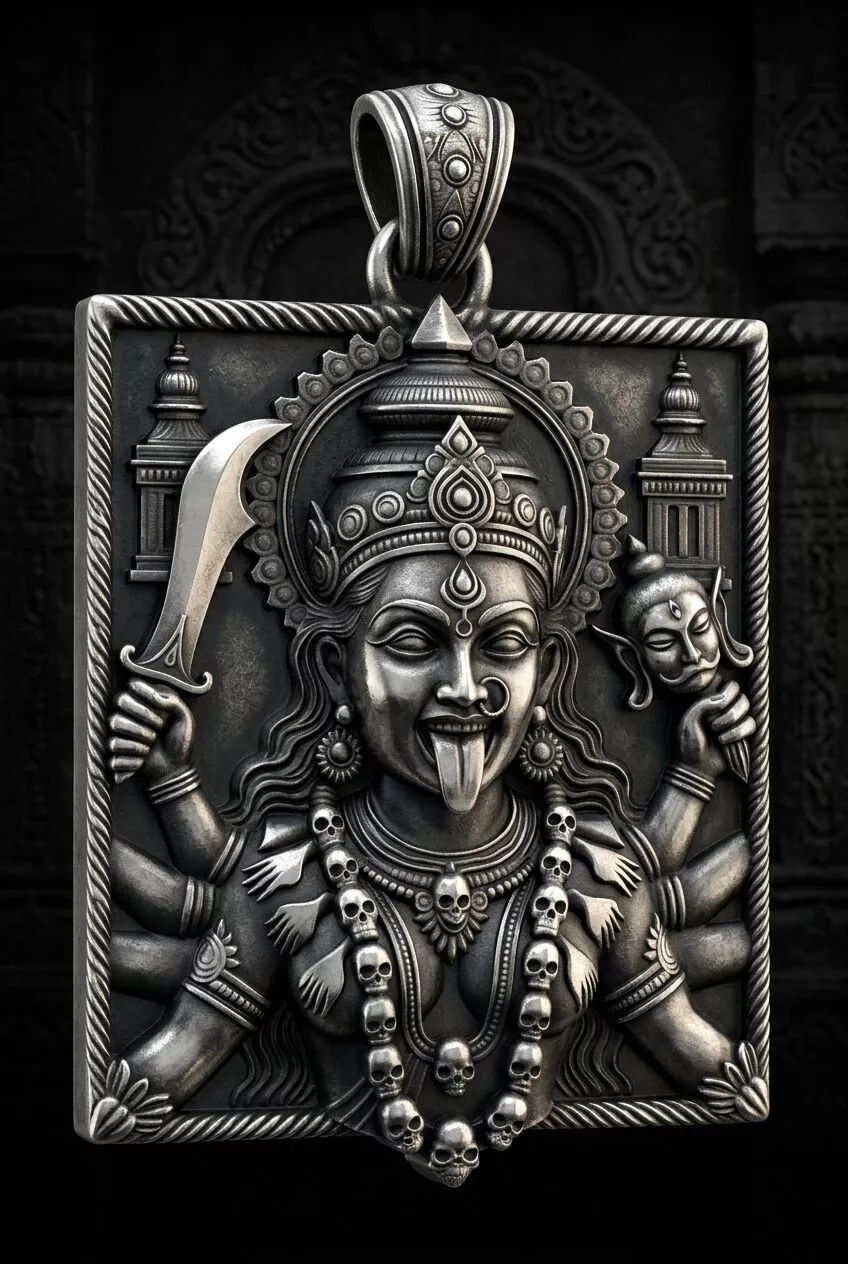 Goddess Kali Pendant Hindu Temple Medallion 3D print model