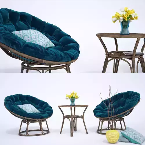 Natural rattan Chair 3D model