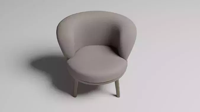 Modern Japandi Accent Chair 3D model 5