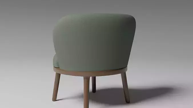 Modern Japandi Accent Chair 3D model 4
