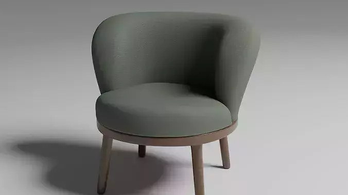 Modern Japandi Accent Chair 3D model 2