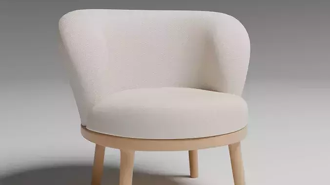 Modern Japandi Accent Chair 3D model 7