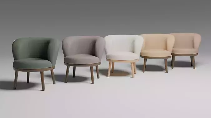 Modern Japandi Accent Chair 3D model