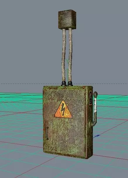 fusebox metal box with warning sign Low-poly 3D model