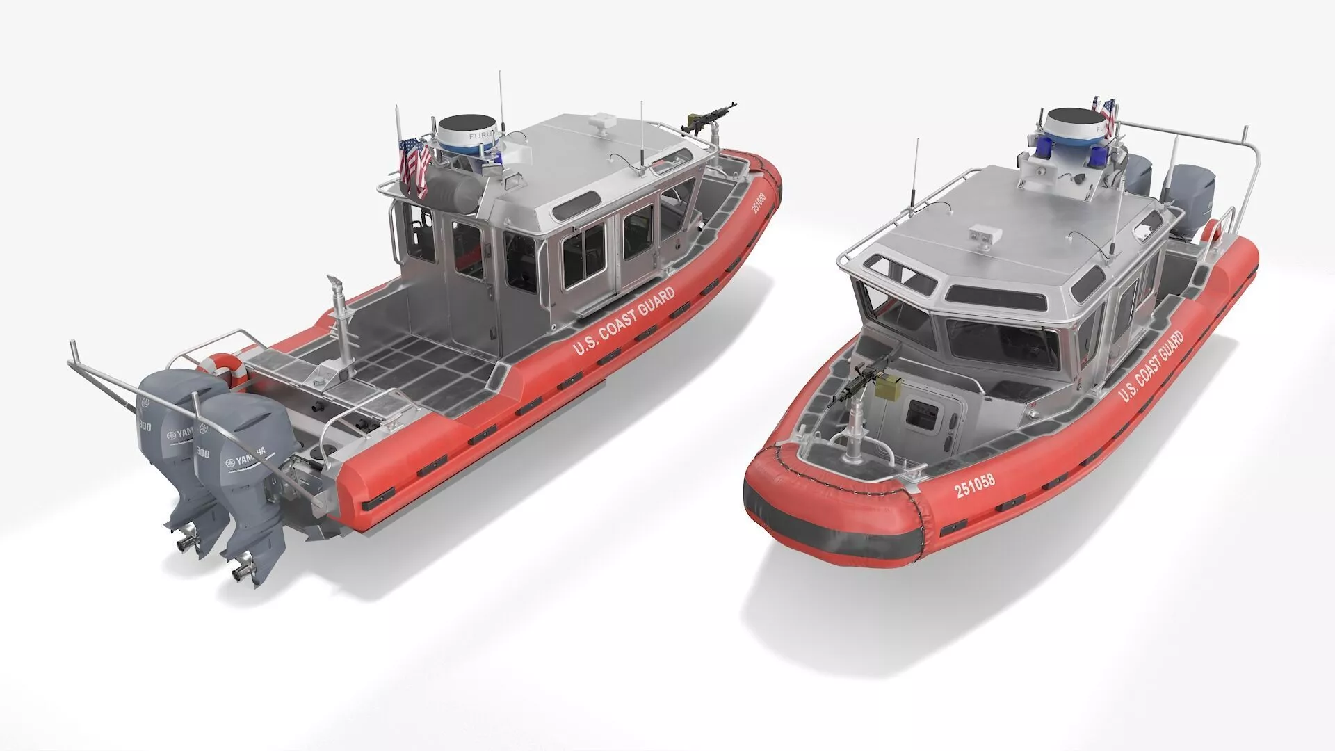 Coast Guard Defender Class Boat Red Rigged 3D model