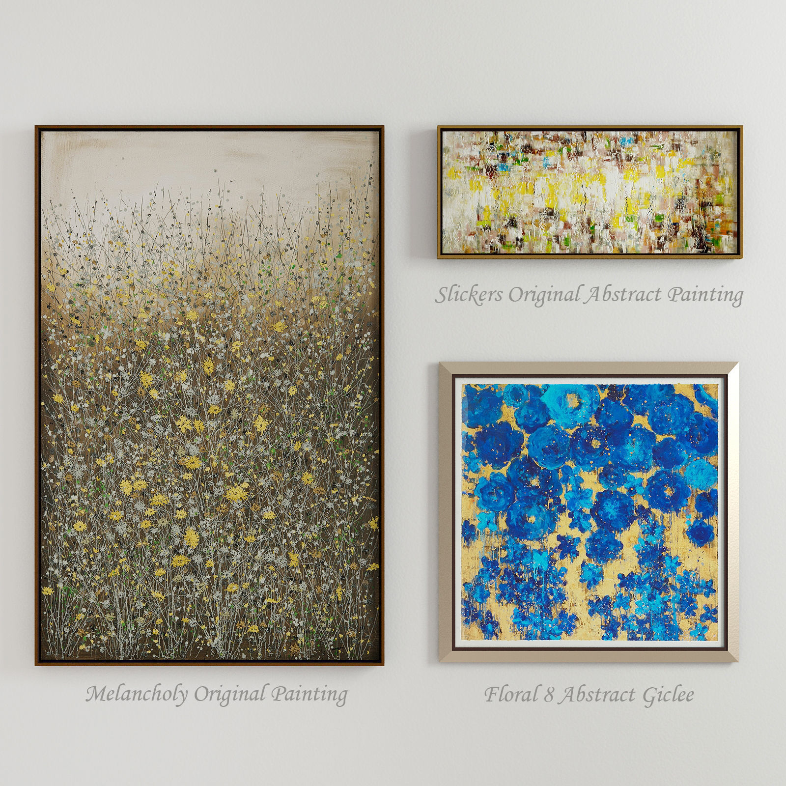 The collection of contemporary paintings set Low-poly 3D model_2