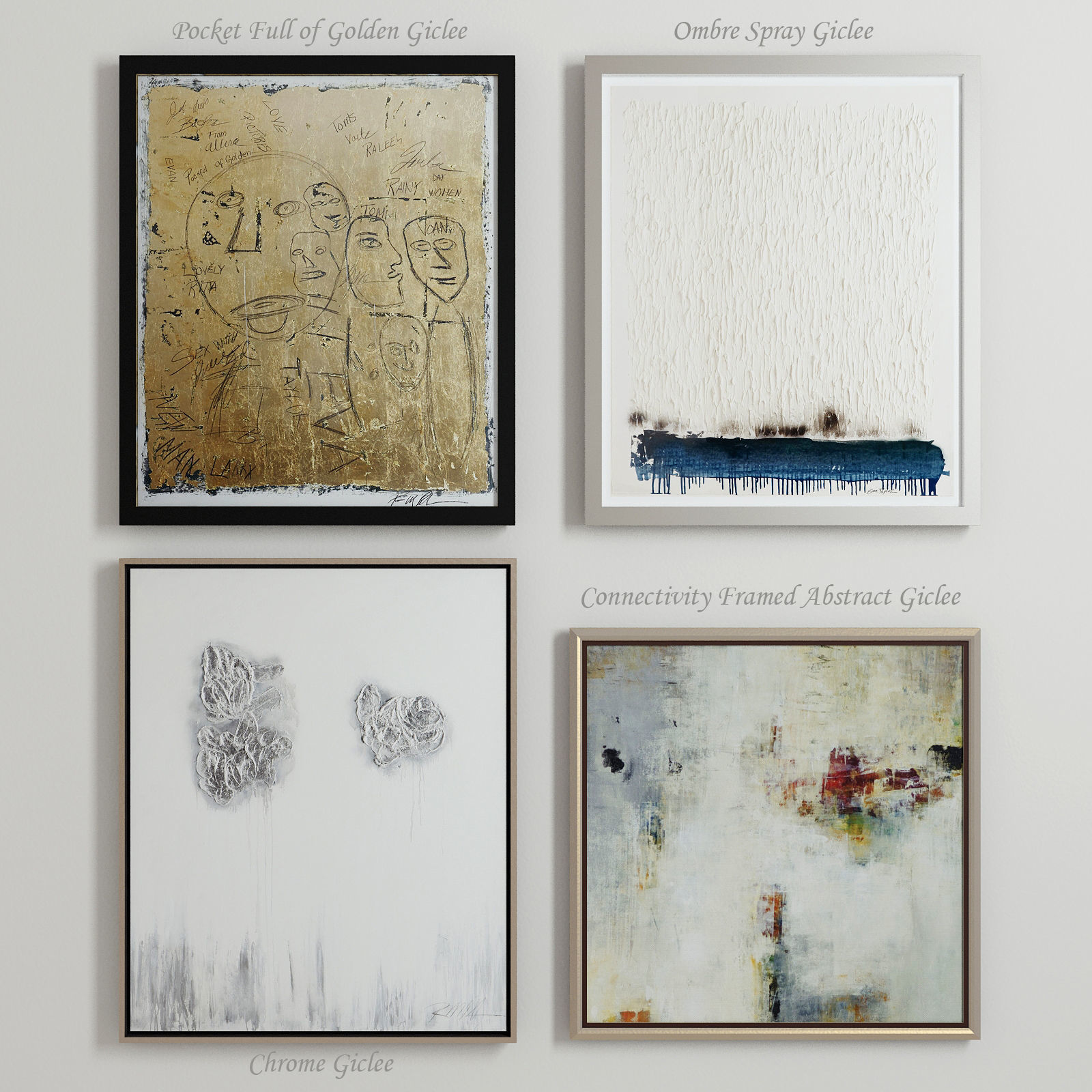 The collection of contemporary paintings set Low-poly 3D model_5
