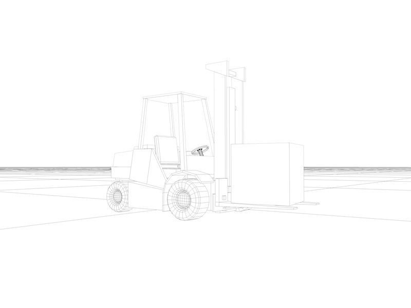Cartoon Low Poly Forklift Low-poly 3D model_5