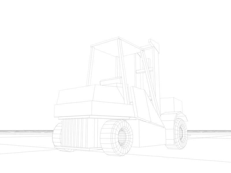 Cartoon Low Poly Forklift Low-poly 3D model_7
