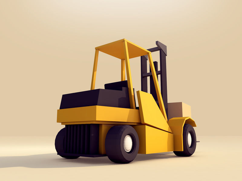 Cartoon Low Poly Forklift Low-poly 3D model_1