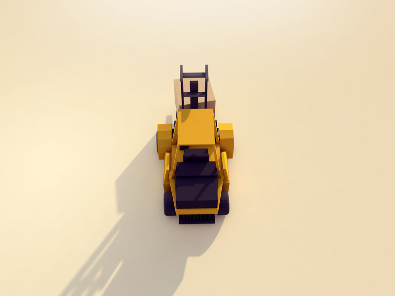 Cartoon Low Poly Forklift Low-poly 3D model_4