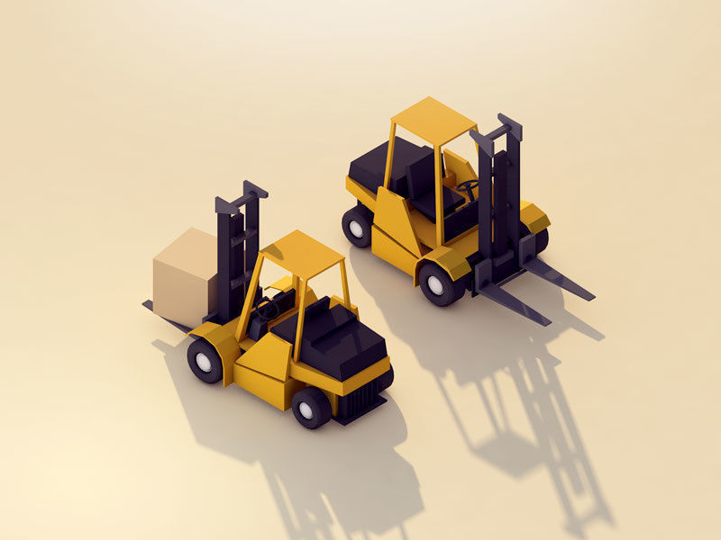 Cartoon Low Poly Forklift Low-poly 3D model_3