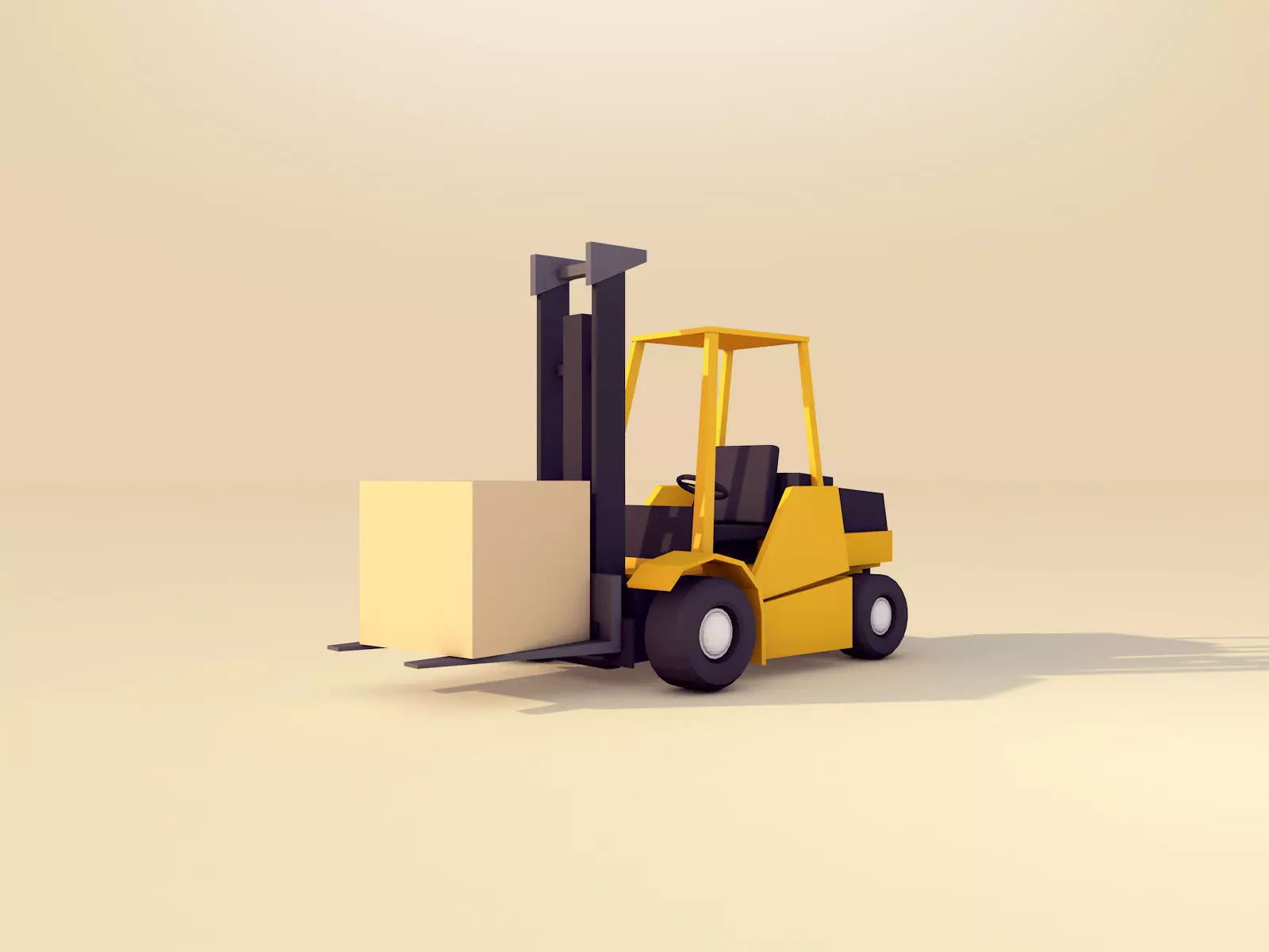 Cartoon Low Poly Forklift Low-poly 3D model_0