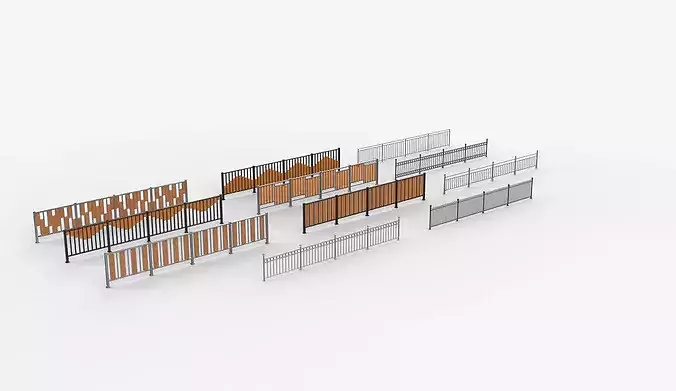Outdoor Railing set 3D model 3