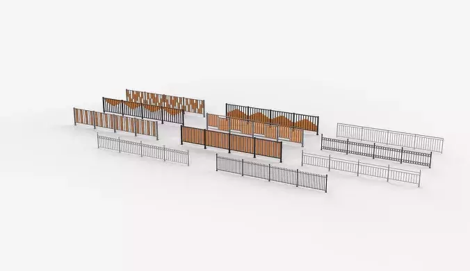 Outdoor Railing set 3D model 2
