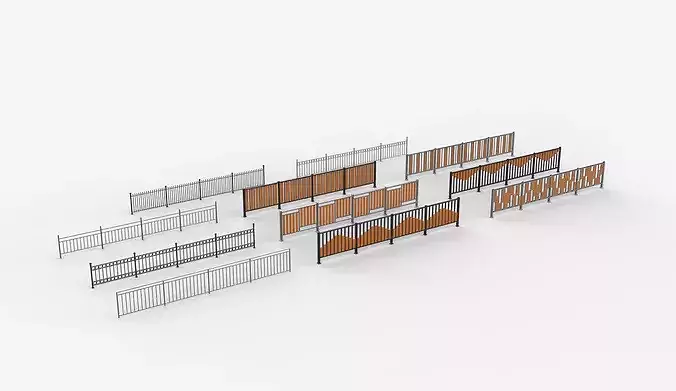 Outdoor Railing set 3D model 4
