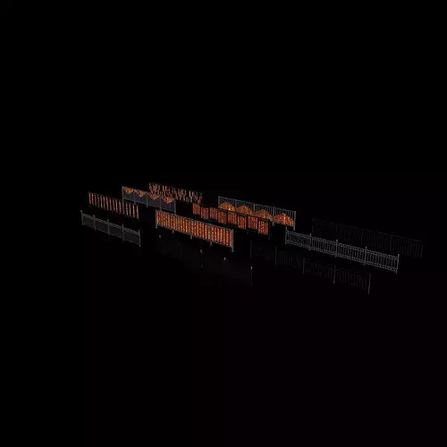 Outdoor Railing set 3D model 7