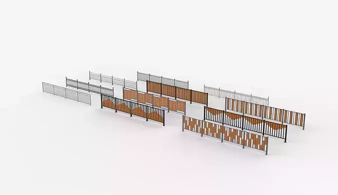 Outdoor Railing set 3D model 6