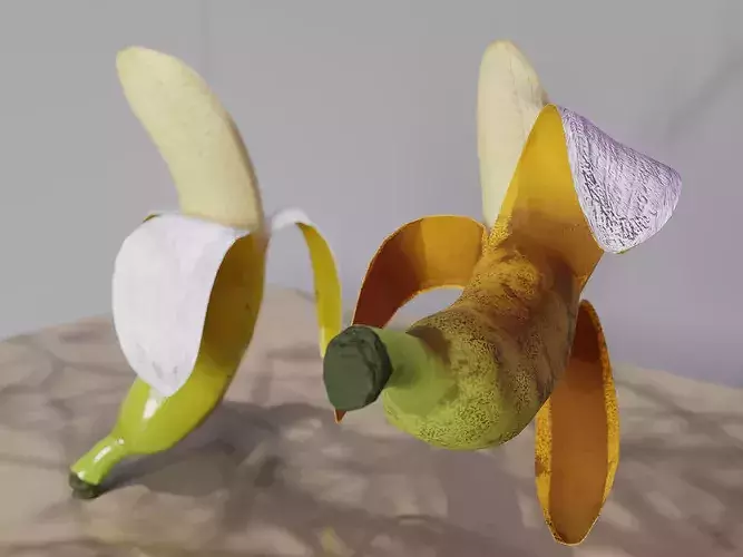 Realistic Peeled Banana 3D Model Low-poly 3D model