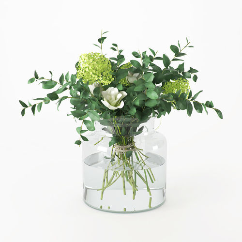 Bouquet of flowers in the jar 3D model