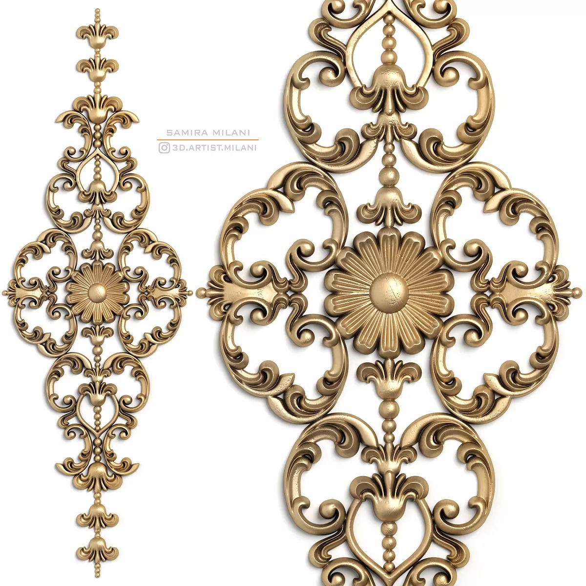 Carved decor vertical 15 3D model