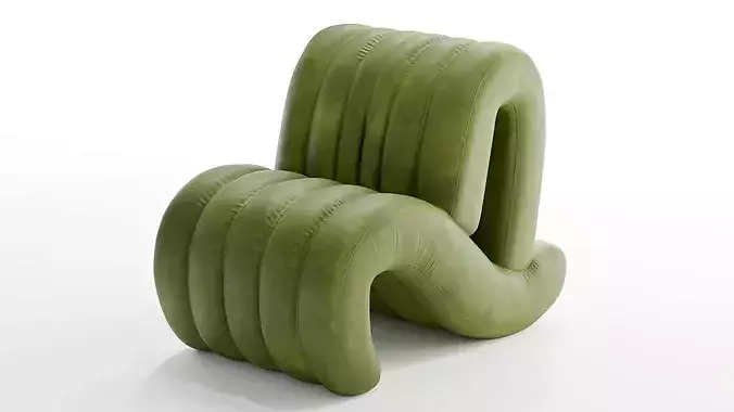 Wave Lounger - Luxury Tufted Lounge Chair 3D model 5