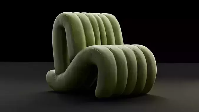 Wave Lounger - Luxury Tufted Lounge Chair 3D model 6