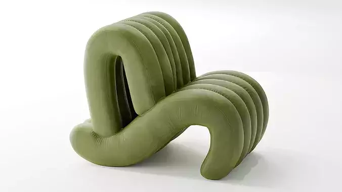 Wave Lounger - Luxury Tufted Lounge Chair 3D model 3